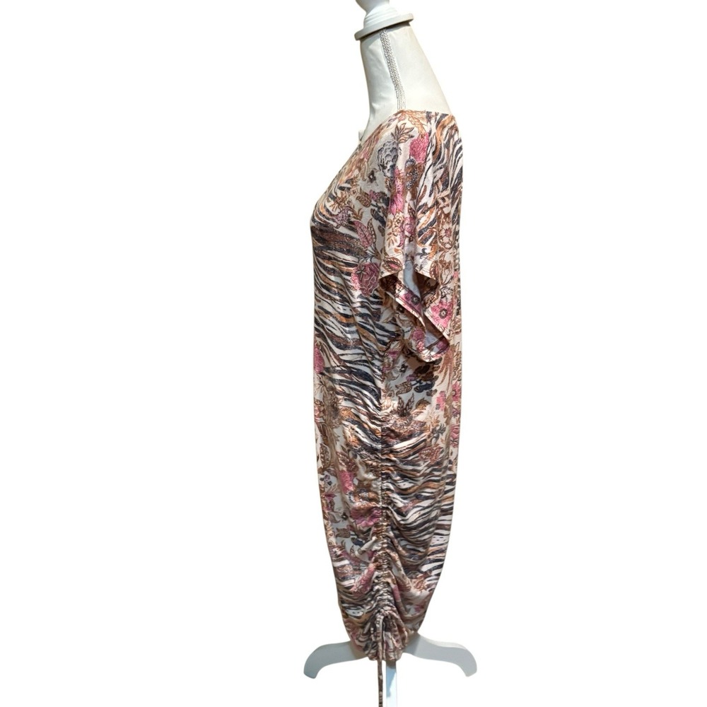 Anthropologie Daily Practice Zebra Floral Print Ruched Side Dress Women's XL - Picture 5 of 9